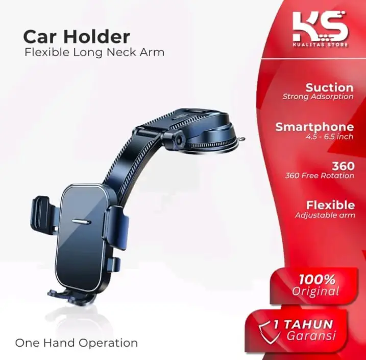 Car Phone Holder Dashboard Kaca Mobil Long Neck 360 Free Rotation