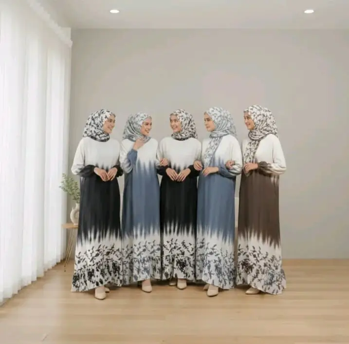 Kinas Set Hijab dan Gamis Rayon