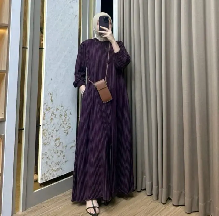 Mayza Dress Rayon Tangan Kerut A-Line Halus