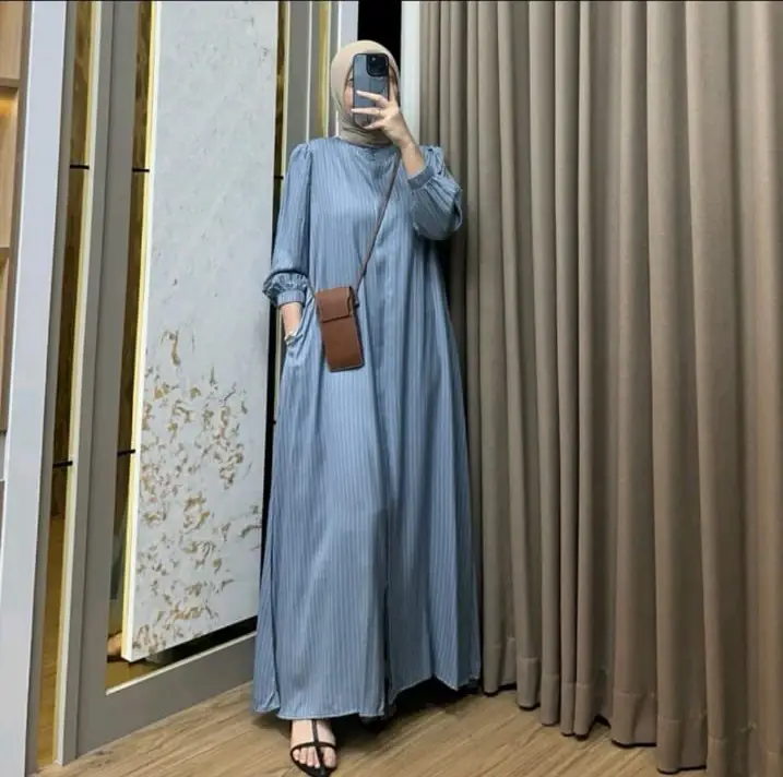 Mayza Dress Rayon Tangan Kerut A-Line Halus