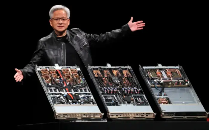 Pemimpin Perusahaan Nvidia, Jensen Huang memperlihatkan AI butuh chips. Foto: aljazeera