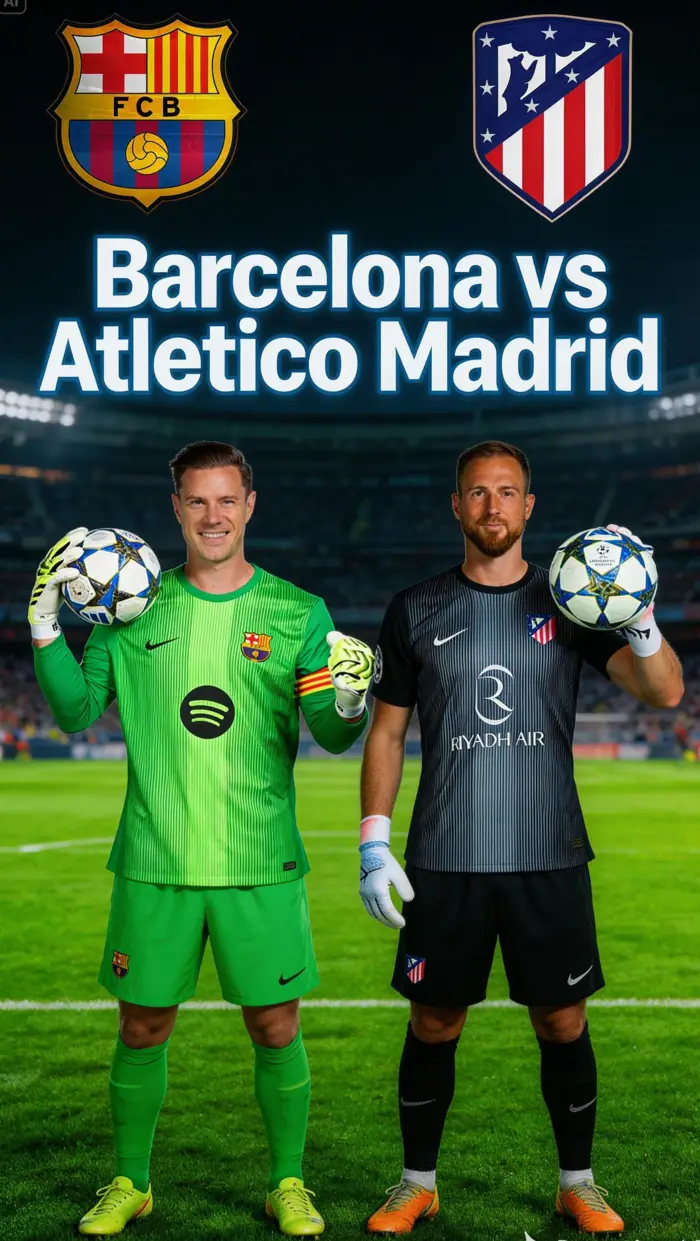 Marc André ter Stegen (Barcelona) dan Jan Oblak (Atletico Madrid). Foto: dreamina